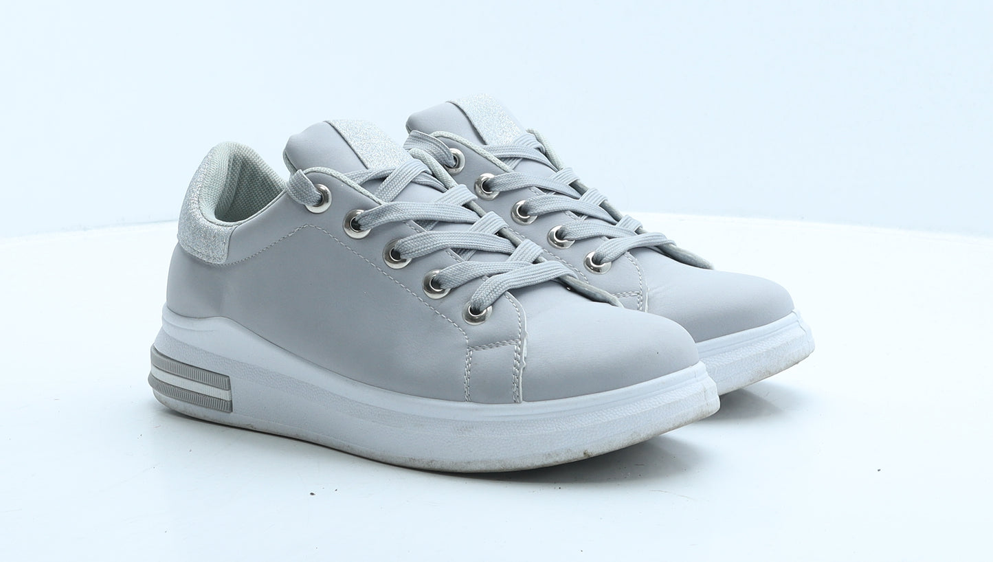 Preworn Womens Grey Leather Trainer UK 5 38