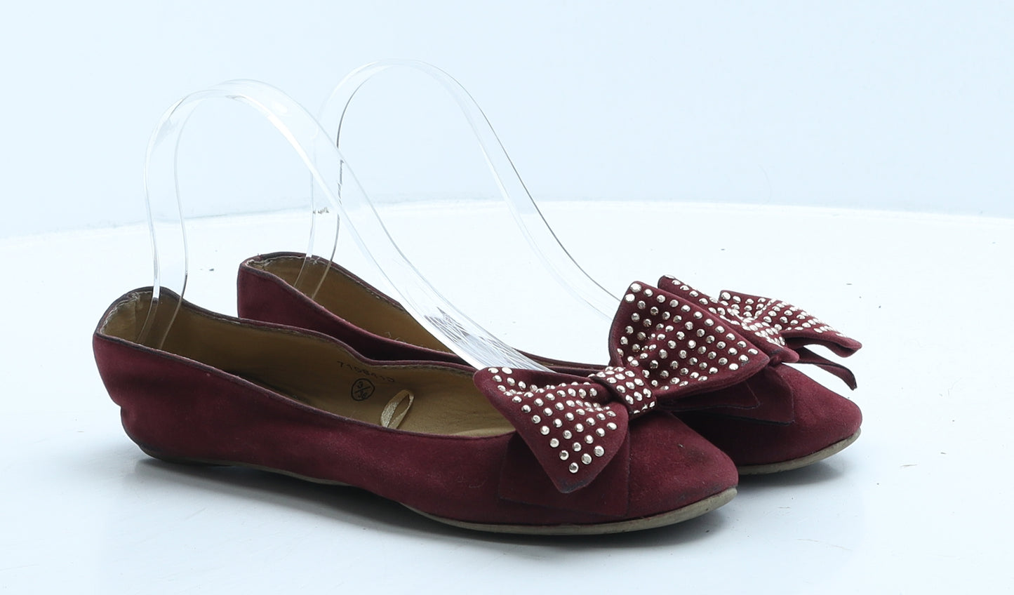 Atmosphere Womens Red Suede Ballet Flat UK 3 36