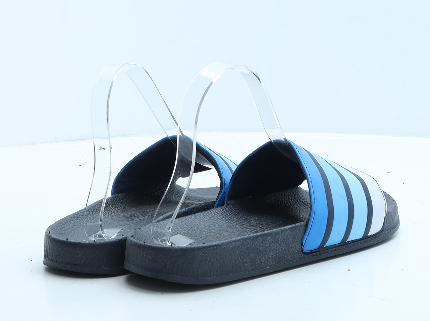 Preworn Boys Blue Colourblock Leather Slider Slipper UK 5 38