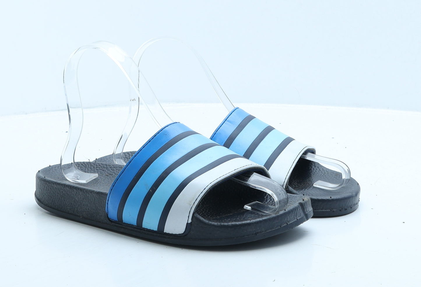 Preworn Boys Blue Colourblock Leather Slider Slipper UK 5 38