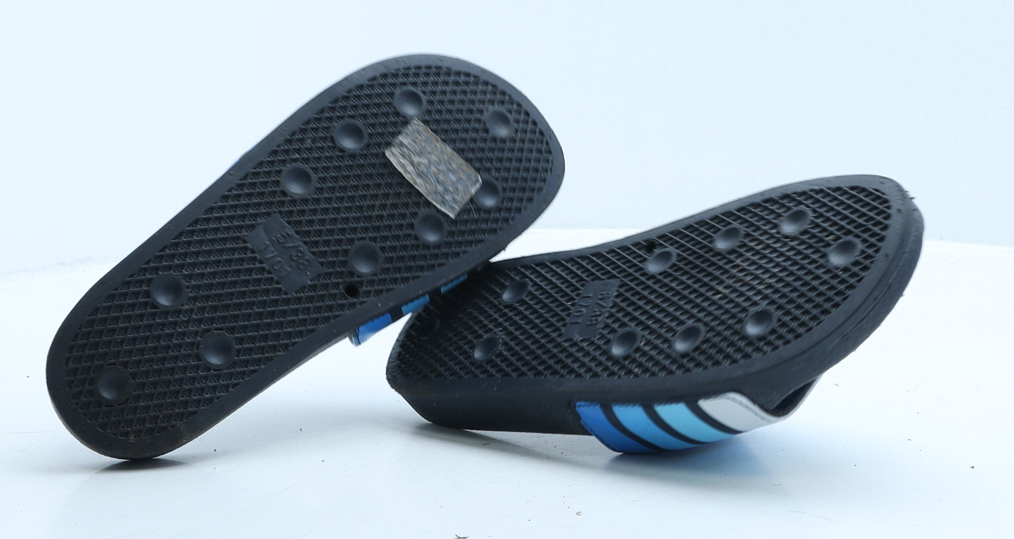 Preworn Boys Blue Colourblock Leather Slider Slipper UK 5 38