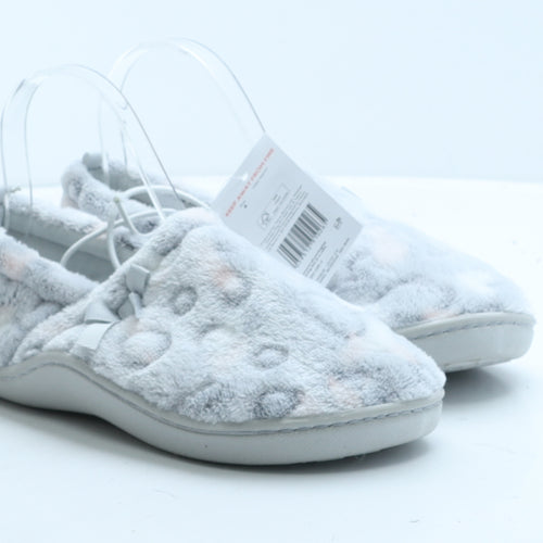 F&F Womens Grey Animal Print Fabric Loafer Slipper UK