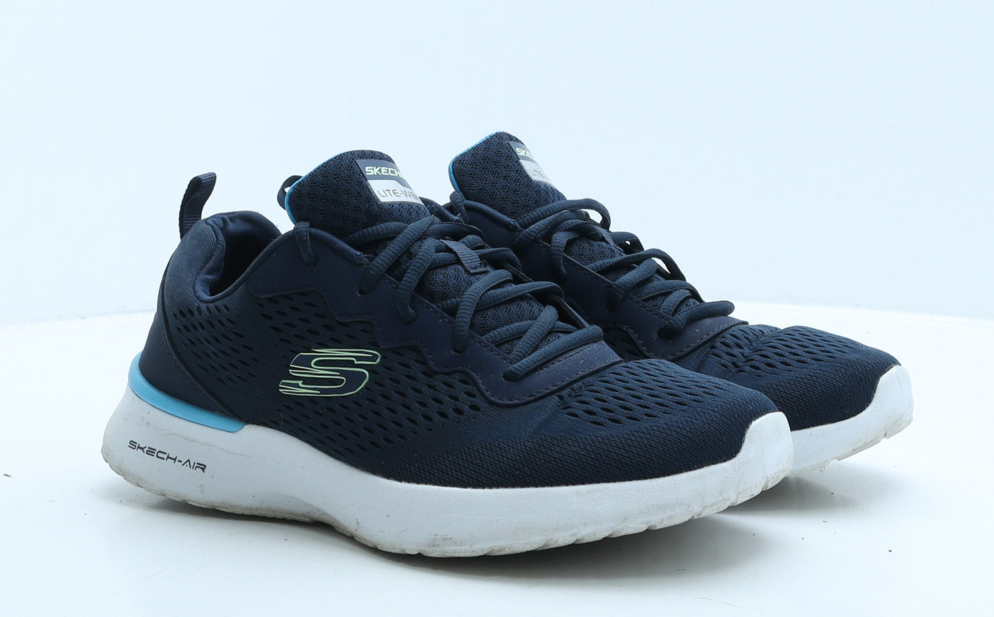 Skechers Mens Blue Geometric Polyester Trainer UK 8 42