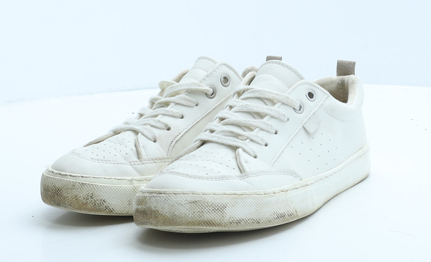 F&F Womens White Leather Trainer UK 6 39