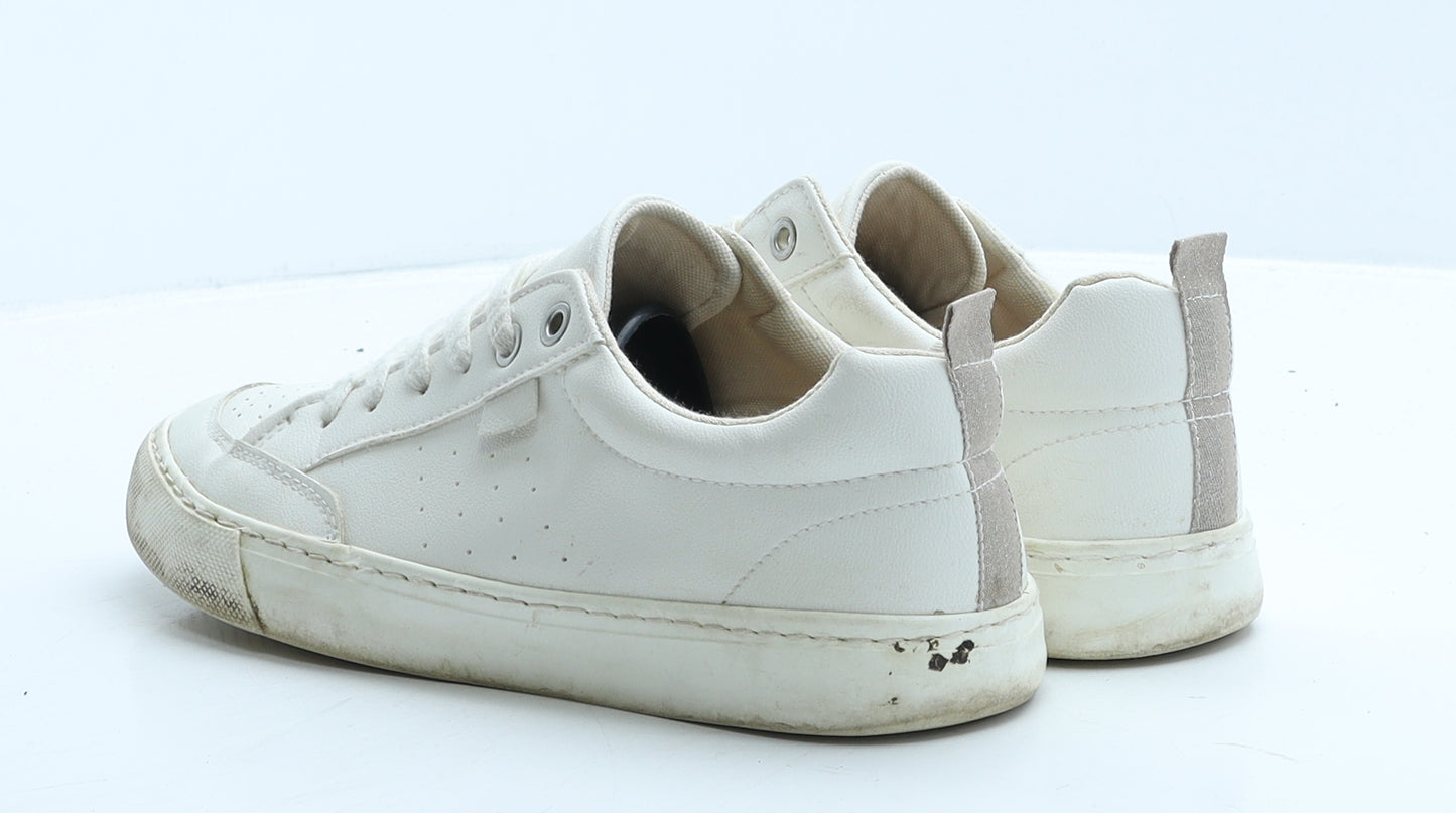 F&F Womens White Leather Trainer UK 6 39