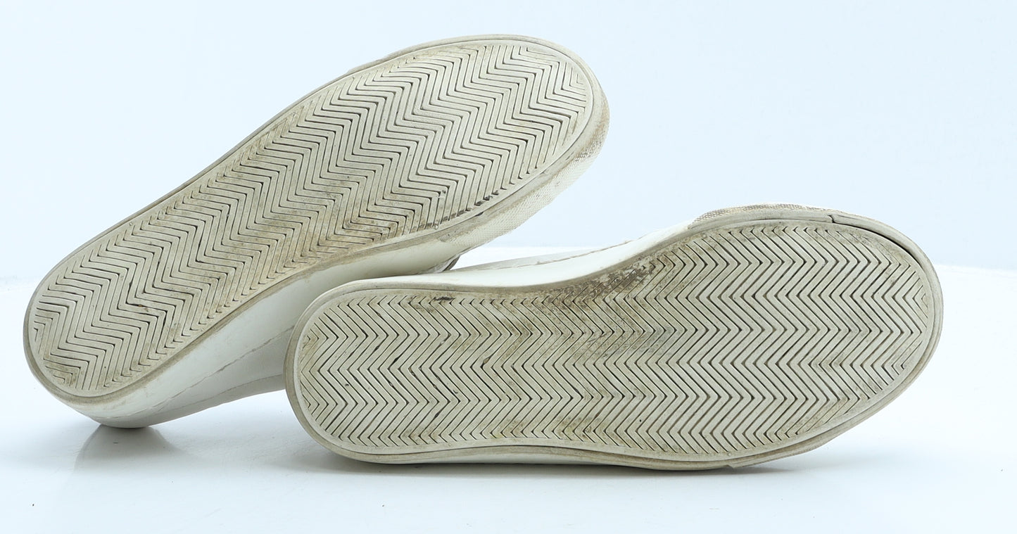 F&F Womens White Leather Trainer UK 6 39