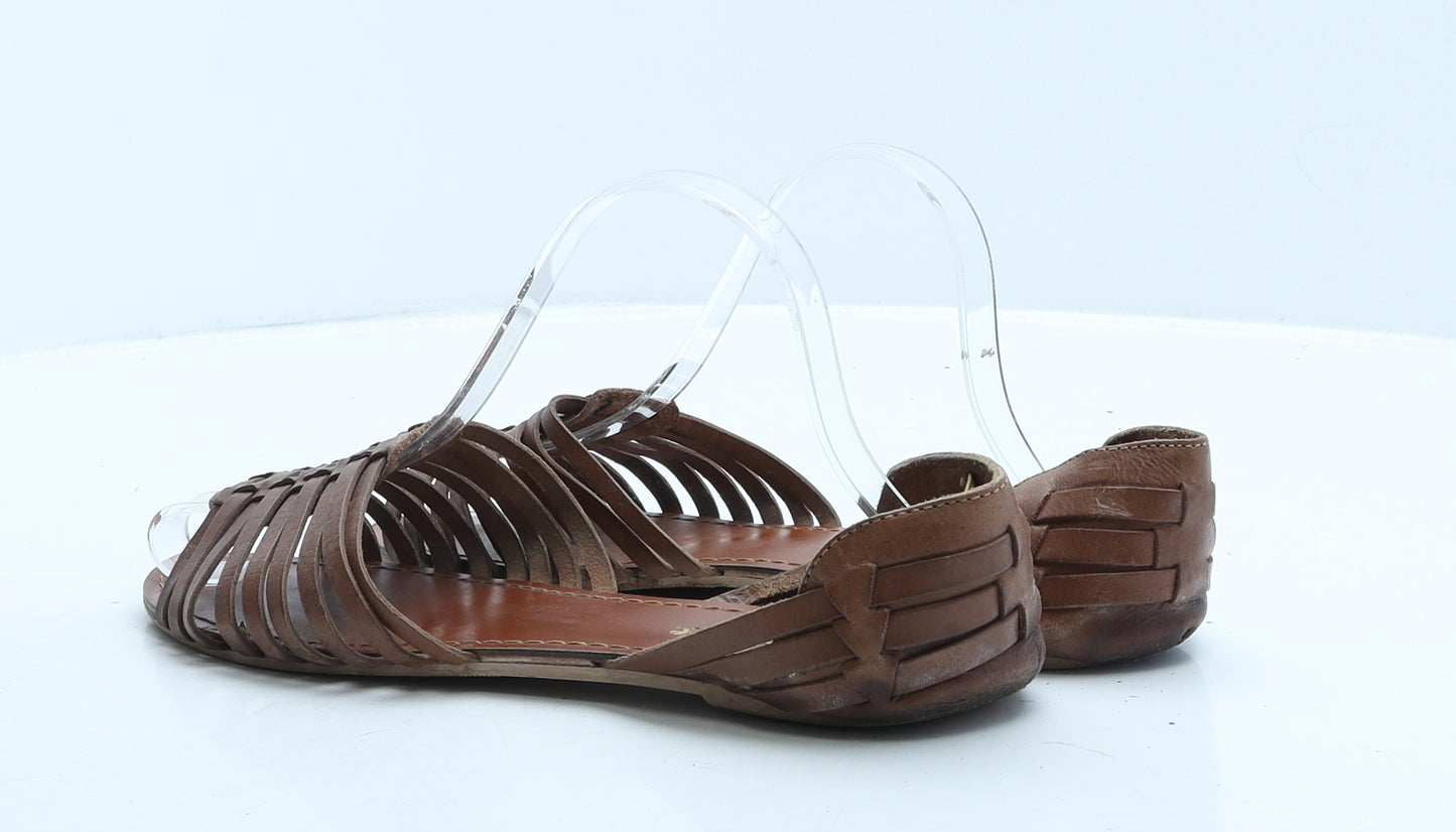 Accessorize Womens Brown Leather Gladiator Sandal UK 6 39