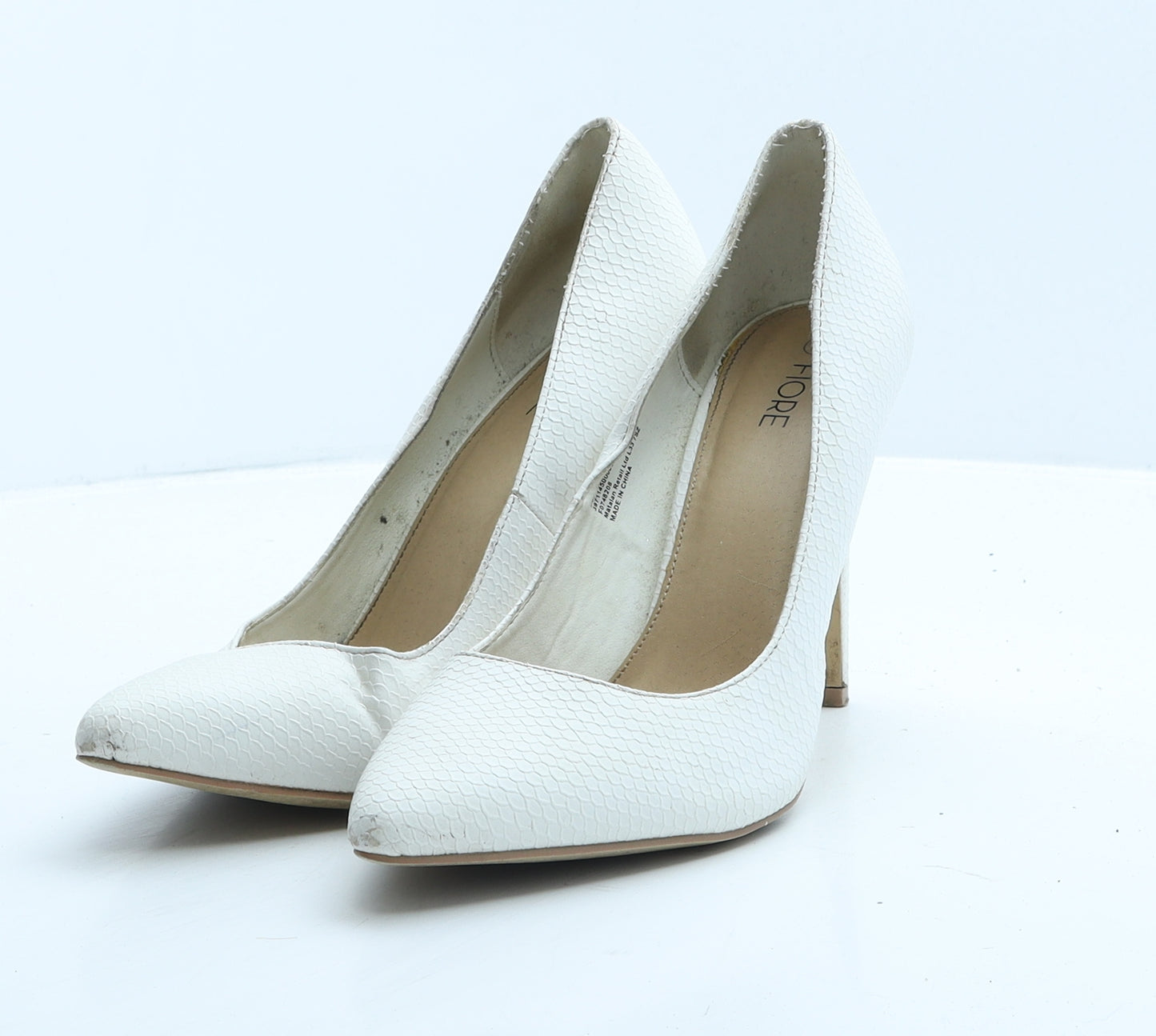 Fiore Womens White Geometric Leather Court Heel UK 8 42