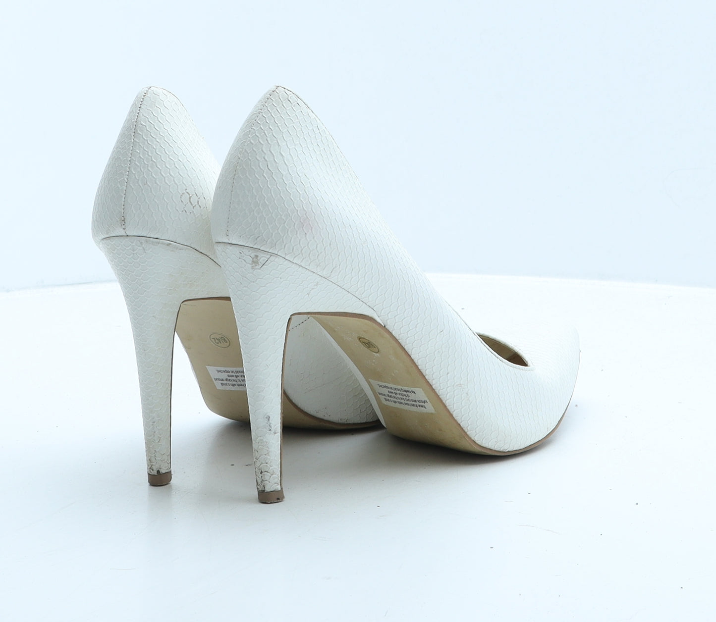 Fiore Womens White Geometric Leather Court Heel UK 8 42