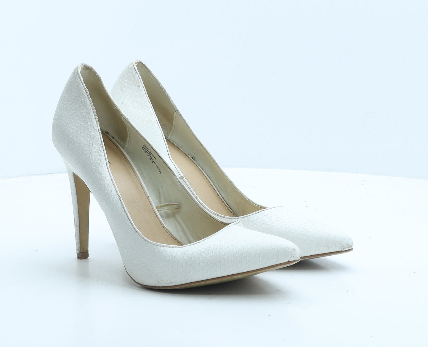 Fiore Womens White Geometric Leather Court Heel UK 8 42