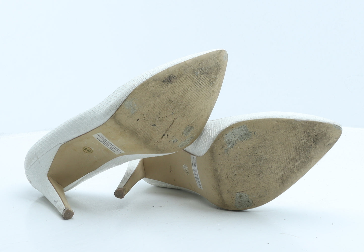 Fiore Womens White Geometric Leather Court Heel UK 8 42