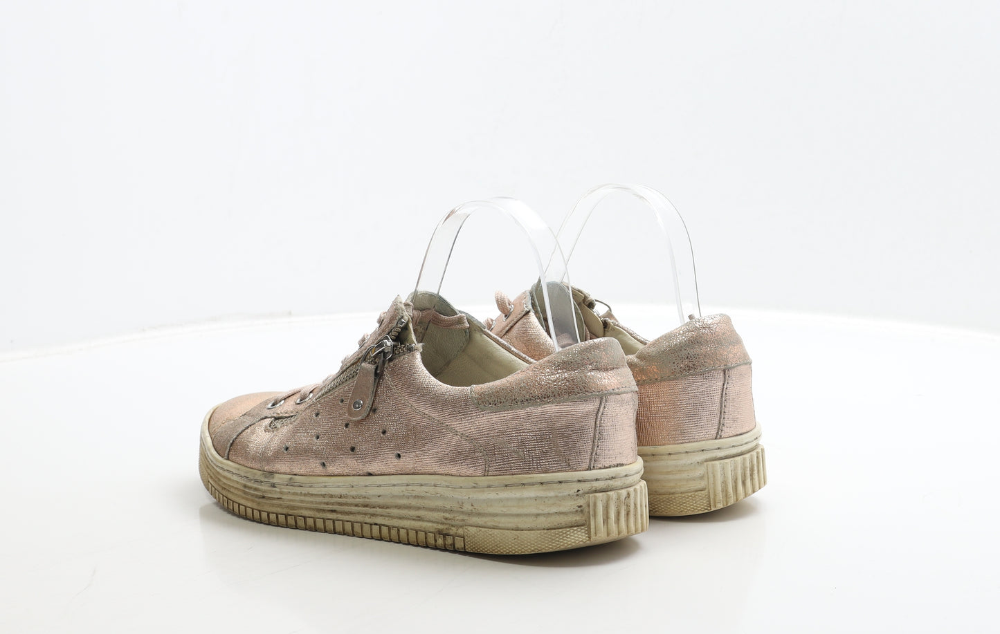 Anna Field Womens Gold Leather Trainer UK 8 41 - Metallic