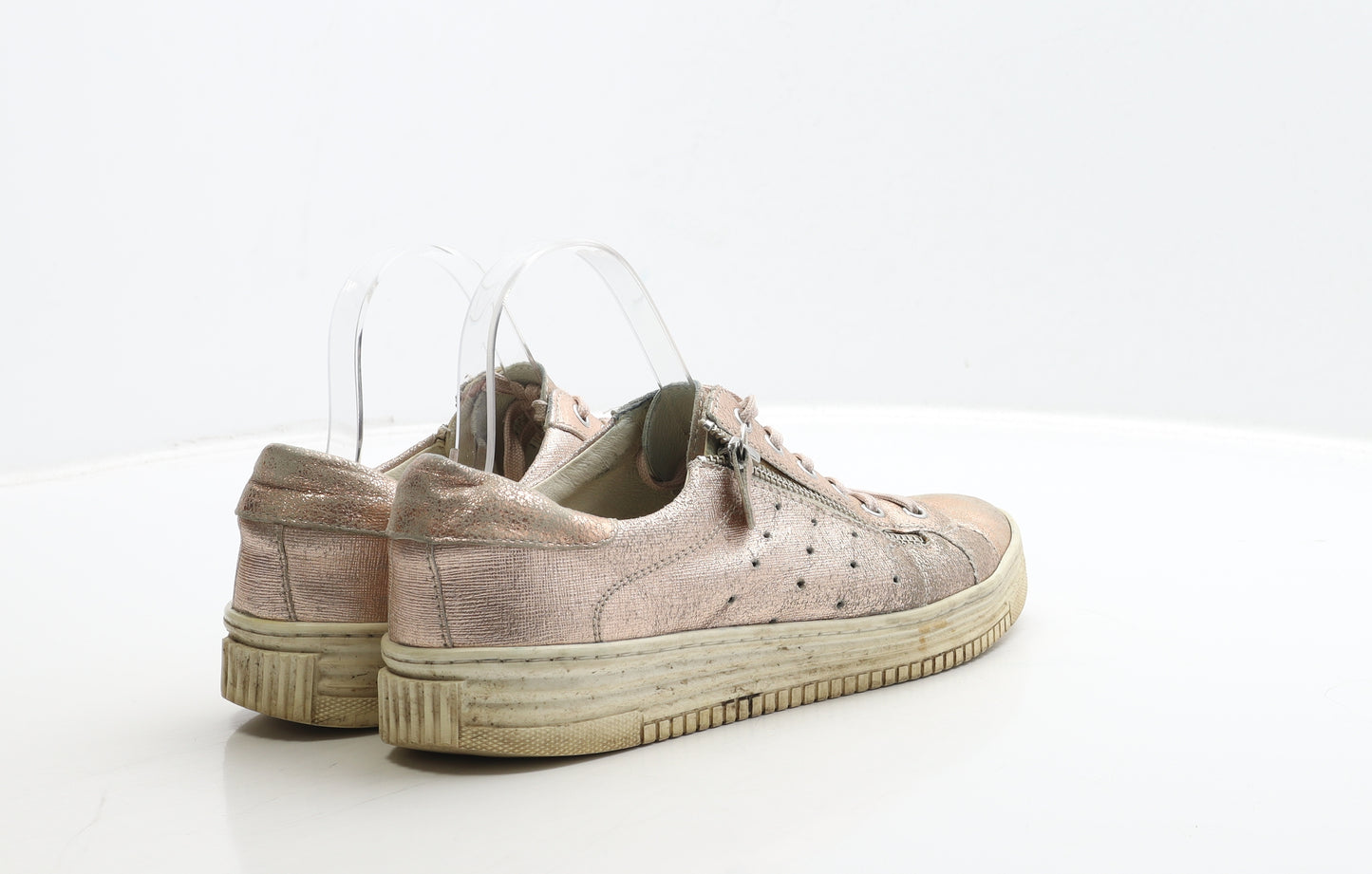 Anna Field Womens Gold Leather Trainer UK 8 41 - Metallic