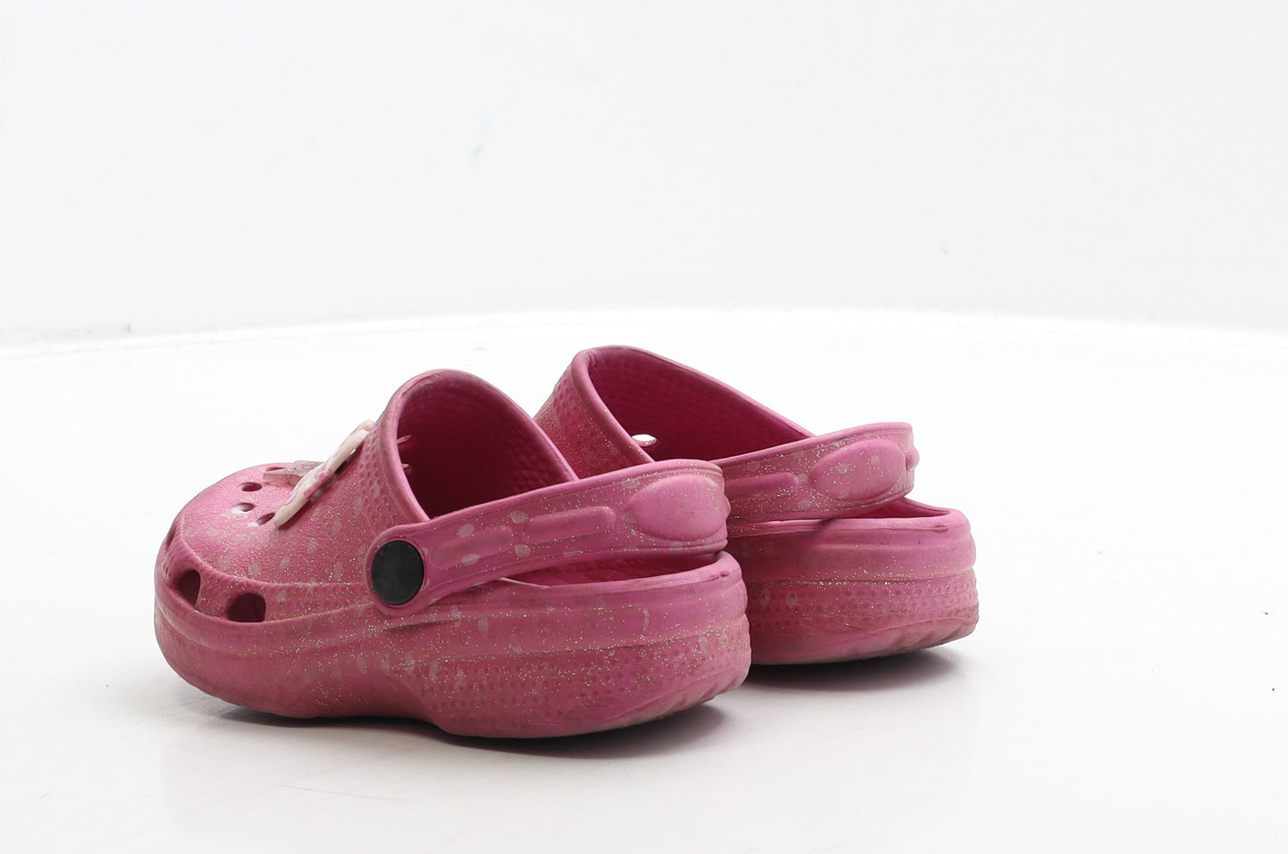 Preworn Girls Pink Rubber Clog Sandal UK 8 26 - Butterfly & Star Detail