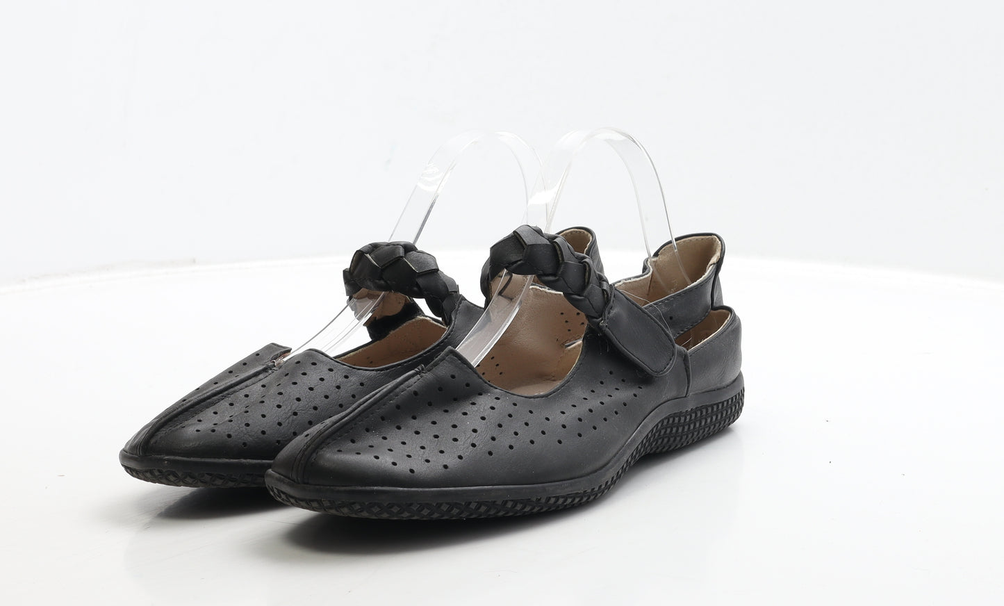 Damart Womens Black Spotted Leather Mary Jane Flat UK 7 40