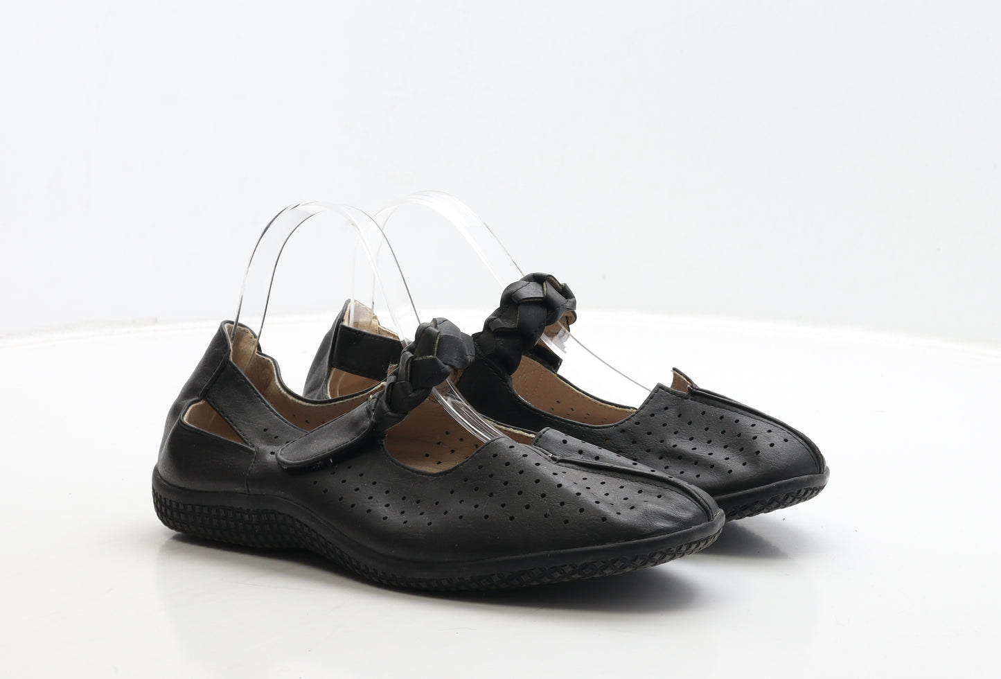 Damart Womens Black Spotted Leather Mary Jane Flat UK 7 40