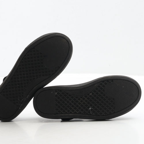 George Girls Black Fabric Mary Jane Flat UK 10 28 - Heart Detail