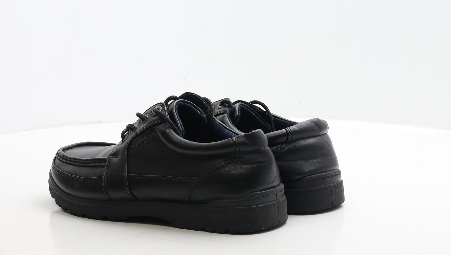 US Brass Mens Black Leather Boat Shoe Casual UK 8
