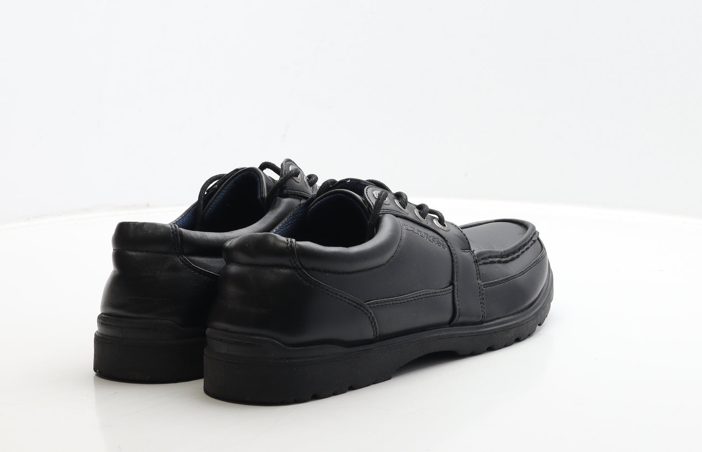 US Brass Mens Black Leather Boat Shoe Casual UK 8