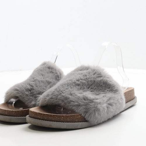 Primark Womens Grey Polyester Slider Sandal UK 8 42 - Fluffy