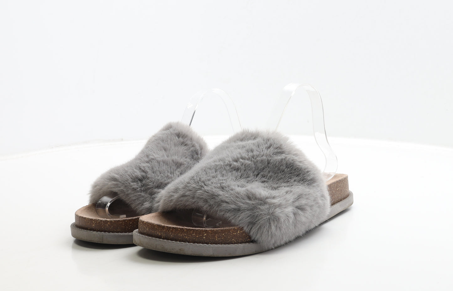 Primark Womens Grey Polyester Slider Sandal UK 8 42 - Fluffy