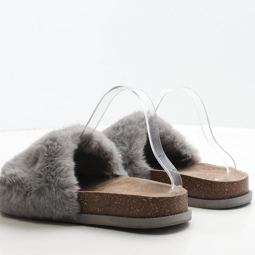 Primark Womens Grey Polyester Slider Sandal UK 8 42 - Fluffy