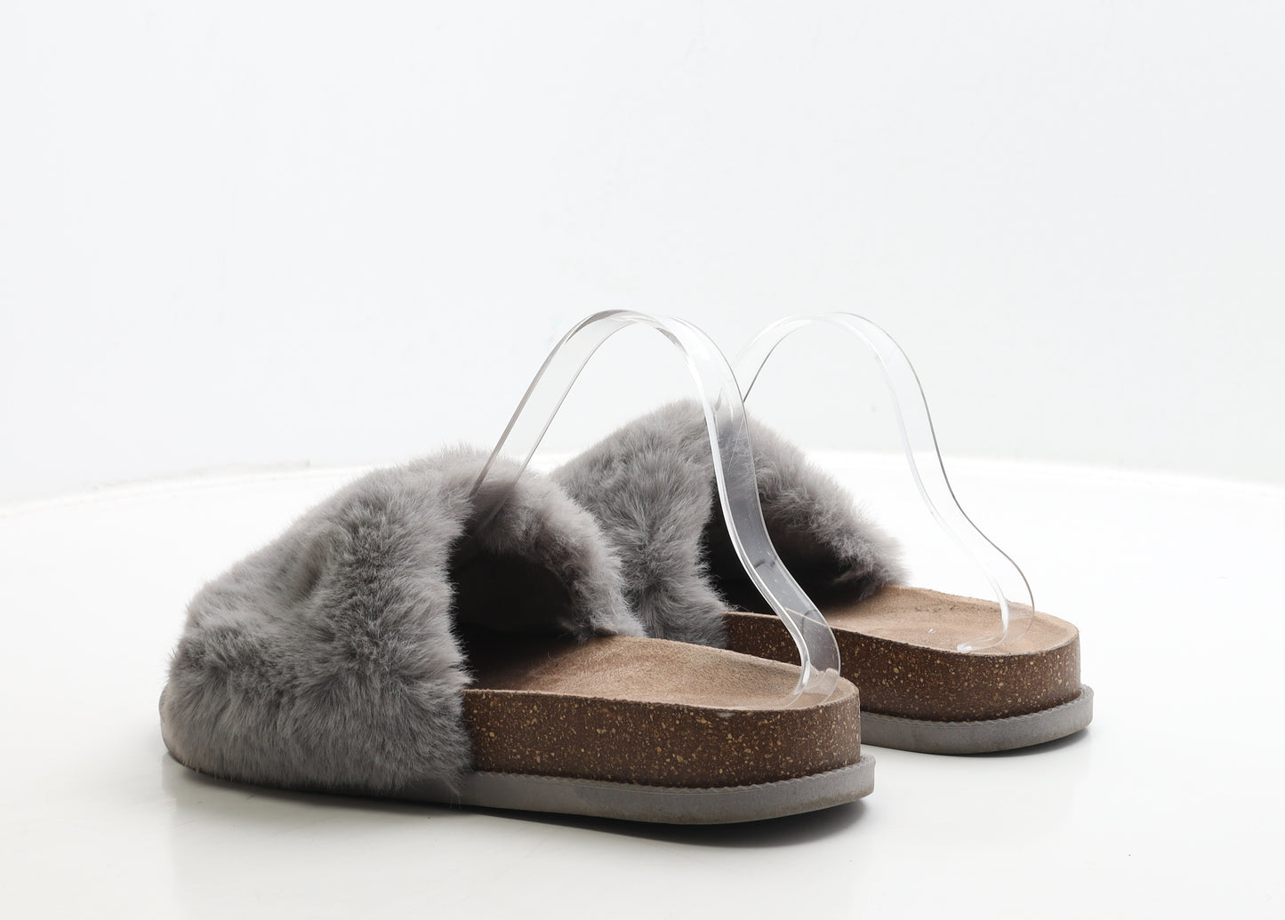 Primark Womens Grey Polyester Slider Sandal UK 8 42 - Fluffy
