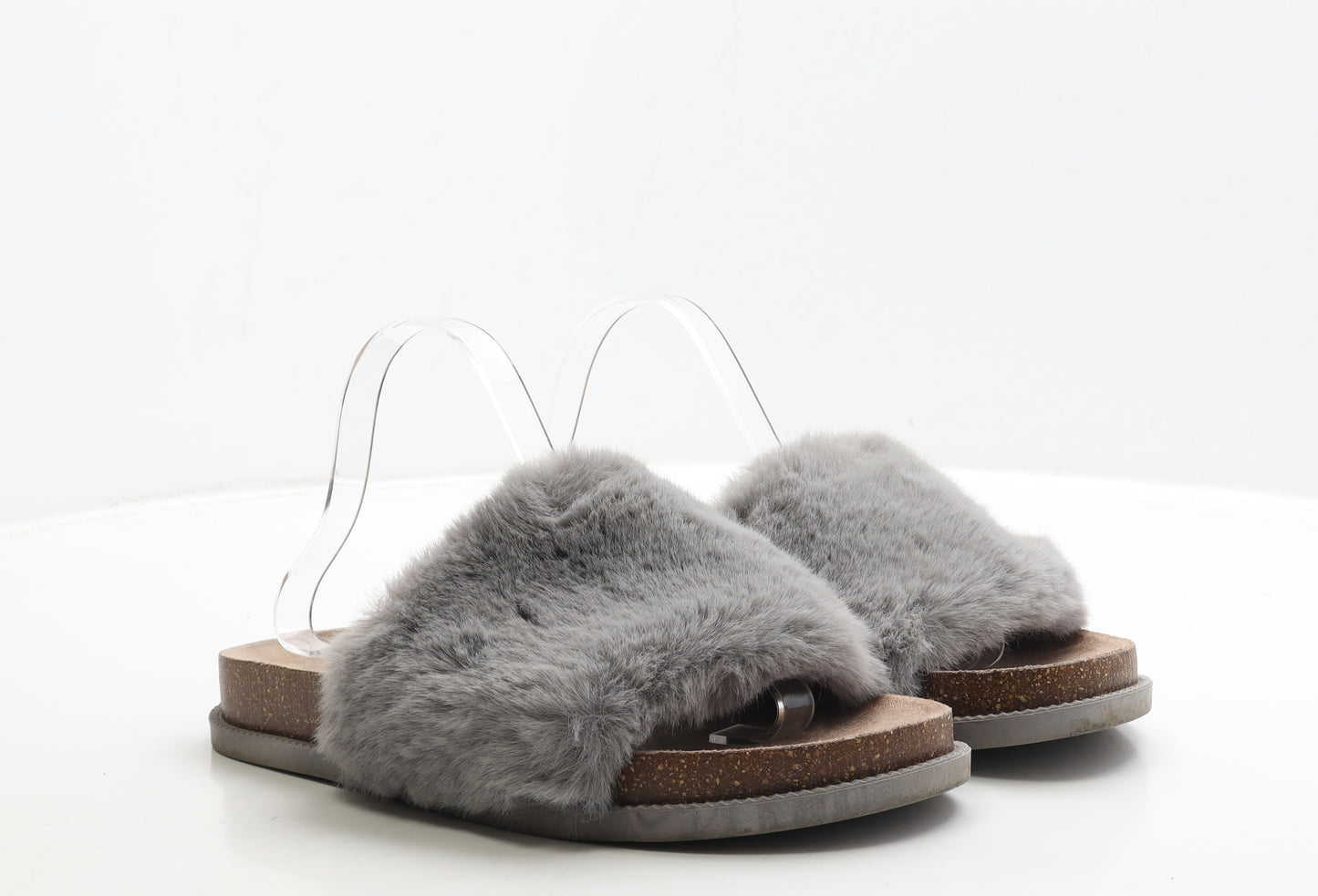 Primark Womens Grey Polyester Slider Sandal UK 8 42 - Fluffy