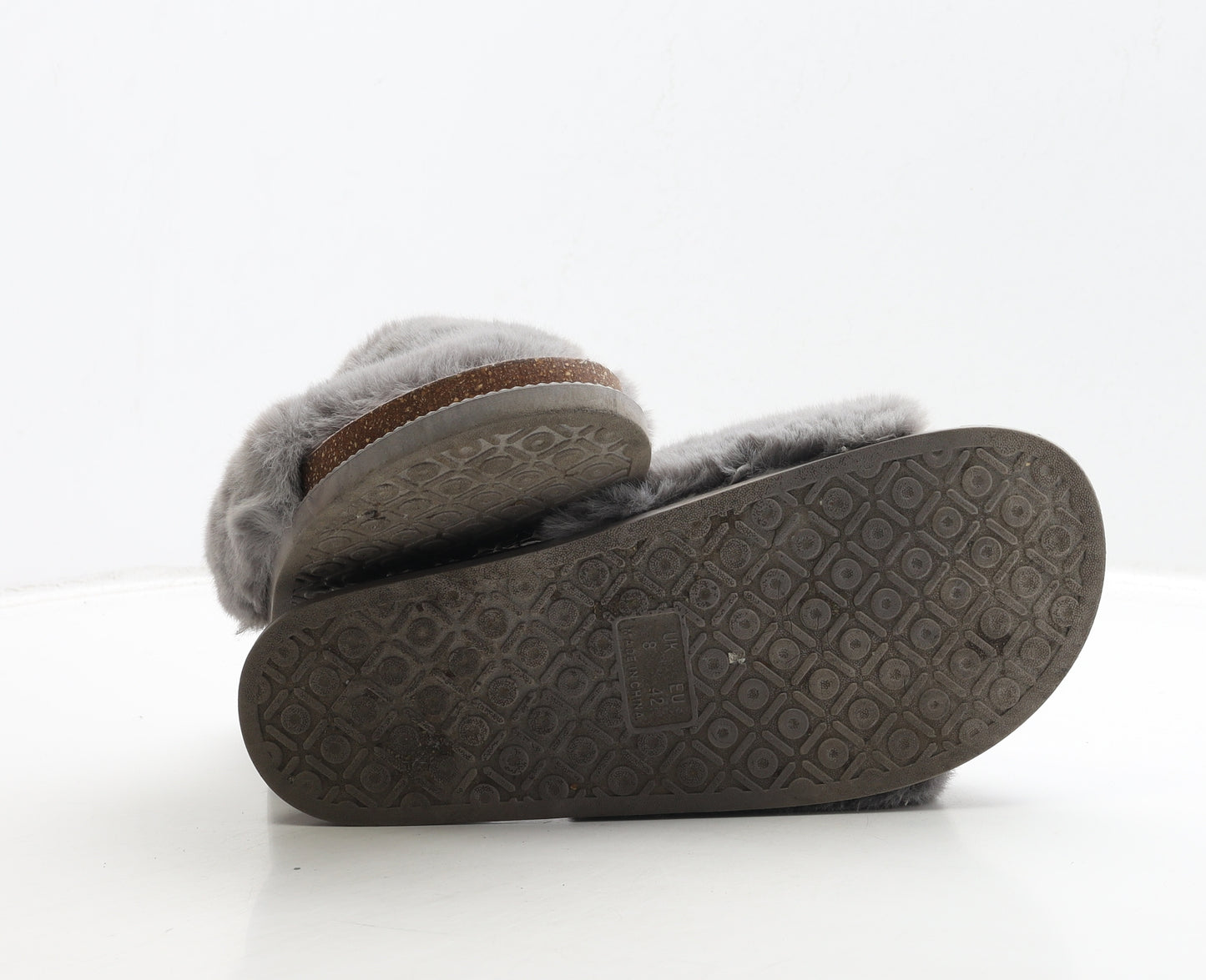 Primark Womens Grey Polyester Slider Sandal UK 8 42 - Fluffy