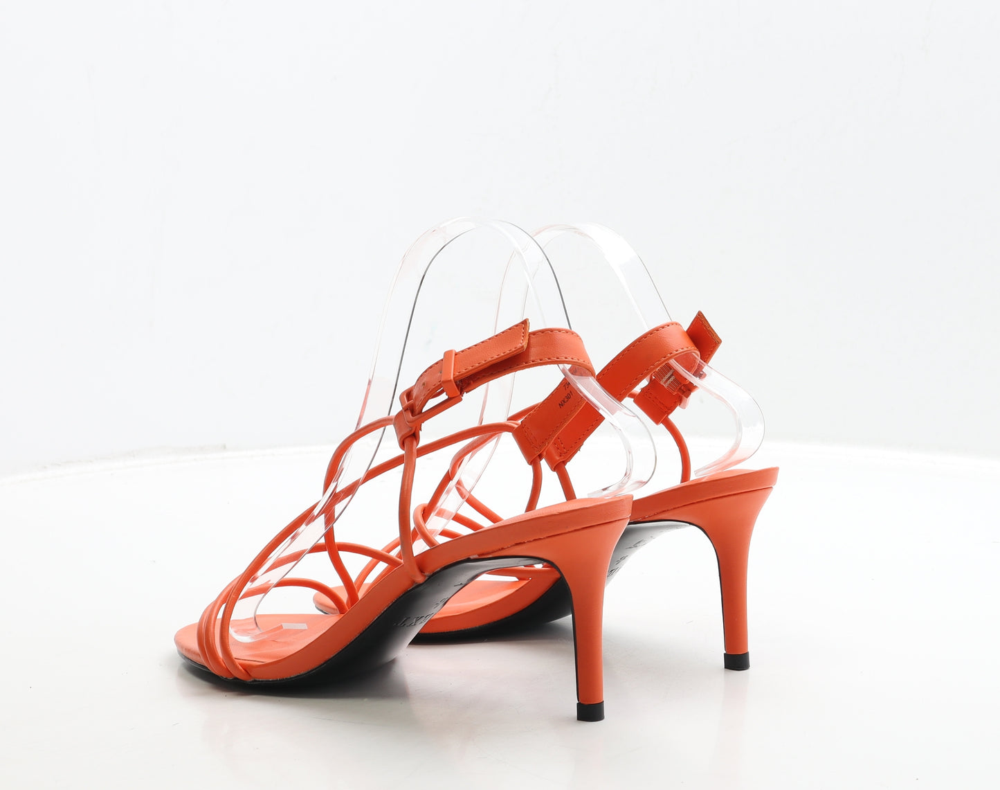 NEXT Womens Orange Leather Strappy Heel UK 6 39 - Wide Fit