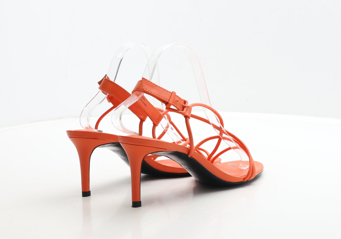NEXT Womens Orange Leather Strappy Heel UK 6 39 - Wide Fit