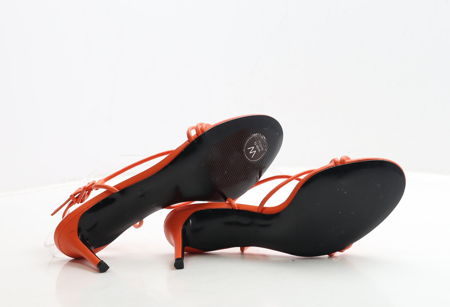 NEXT Womens Orange Leather Strappy Heel UK 6 39 - Wide Fit