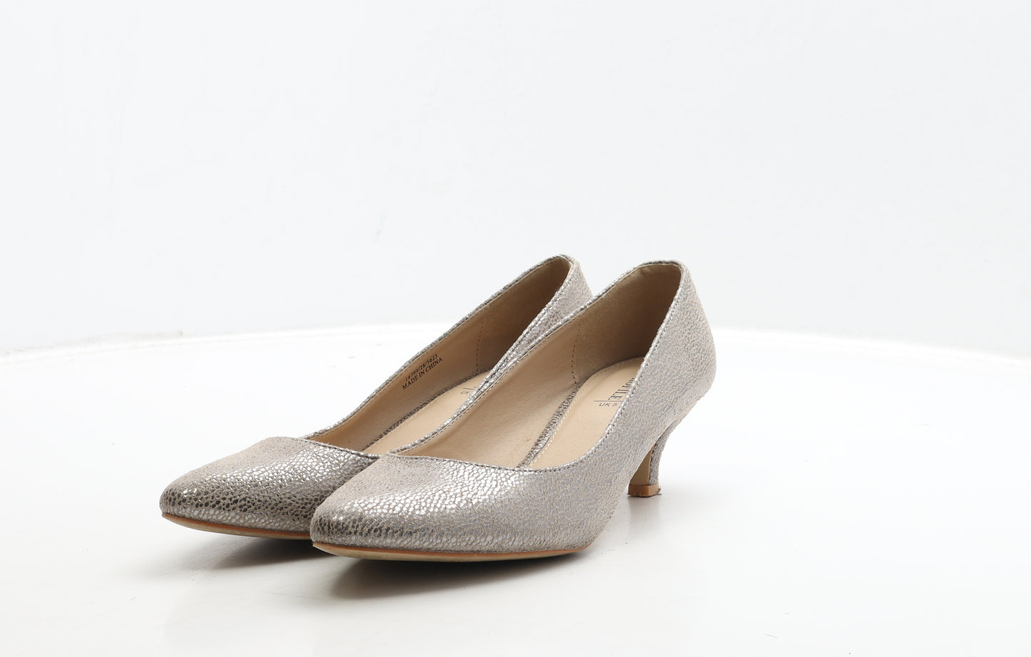 Profile Womens Gold Geometric Polyester Court Heel UK 5 - Metallic