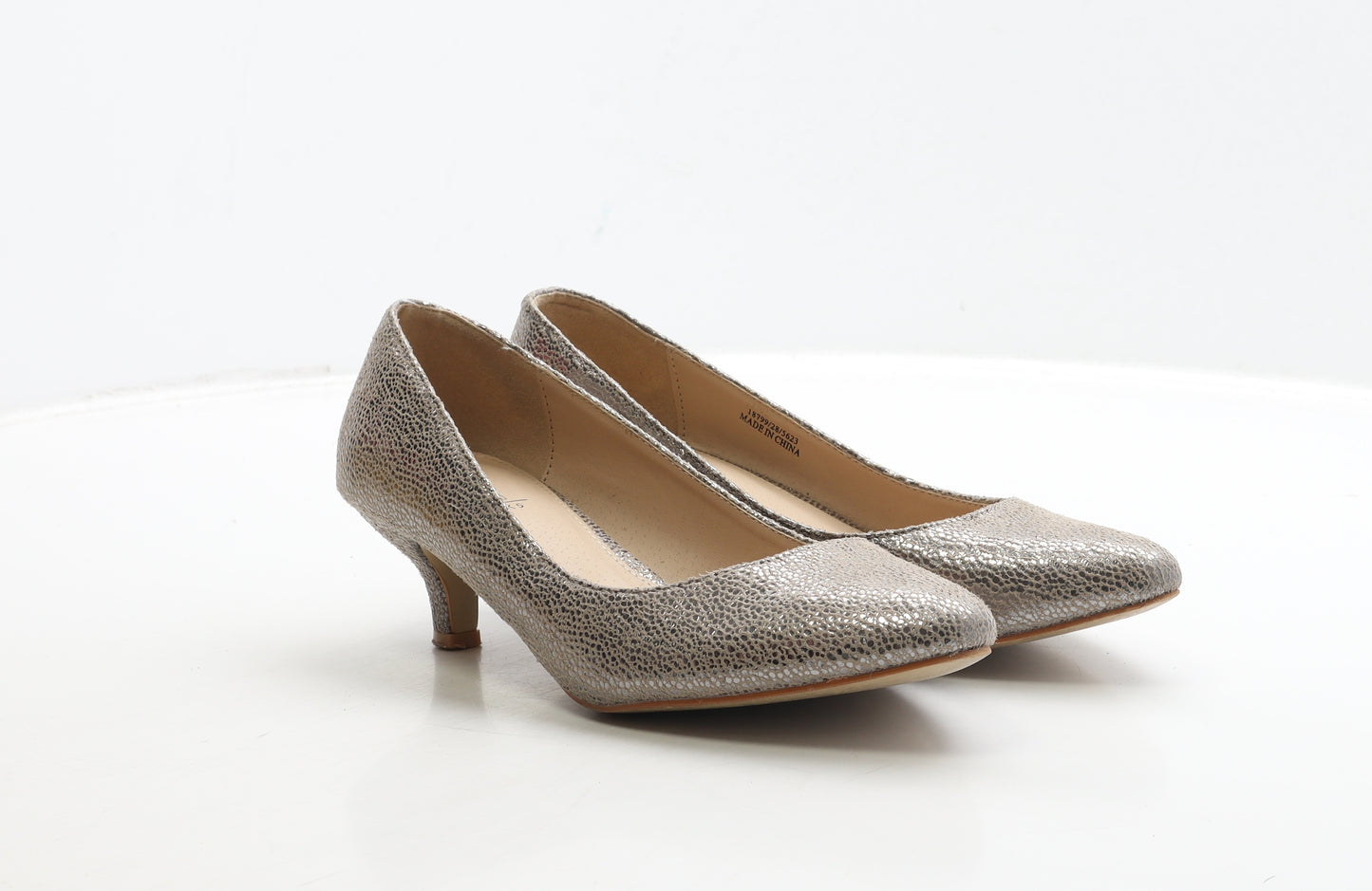 Profile Womens Gold Geometric Polyester Court Heel UK 5 - Metallic
