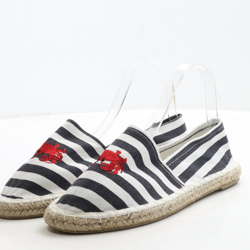 Pep&Co Womens Multicoloured Striped Fabric Loafer Flat UK 6 - Crab Print