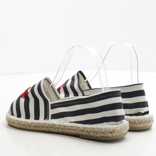 Pep&Co Womens Multicoloured Striped Fabric Loafer Flat UK 6 - Crab Print