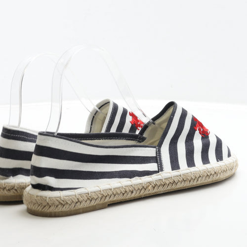 Pep&Co Womens Multicoloured Striped Fabric Loafer Flat UK 6 - Crab Print