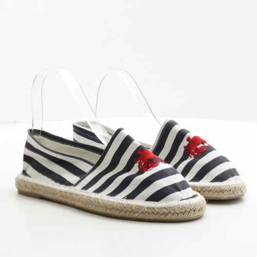 Pep&Co Womens Multicoloured Striped Fabric Loafer Flat UK 6 - Crab Print