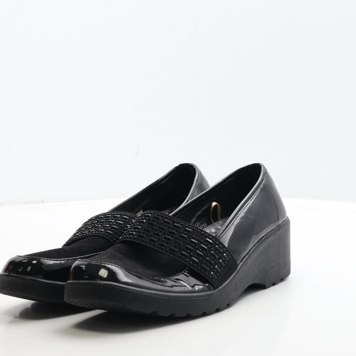 Comfort Bliss Womens Black Geometric Patent Leather Loafer Casual UK 7 41