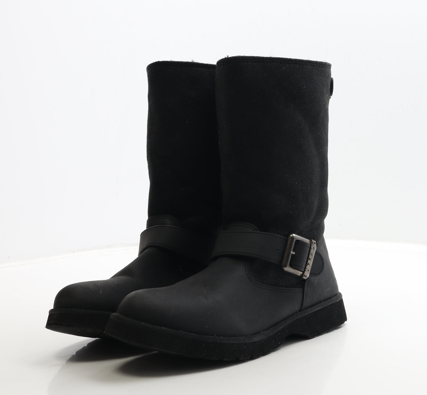 Buffalo Womens Black Leather Biker Boot UK 5 38 - Estimated UK Size 5