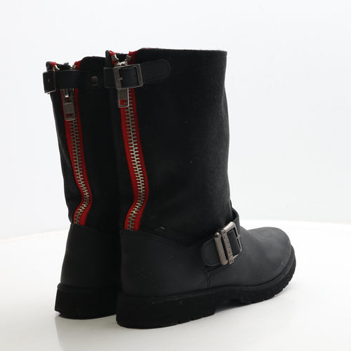 Buffalo Womens Black Leather Biker Boot UK 5 38 - Estimated UK Size 5