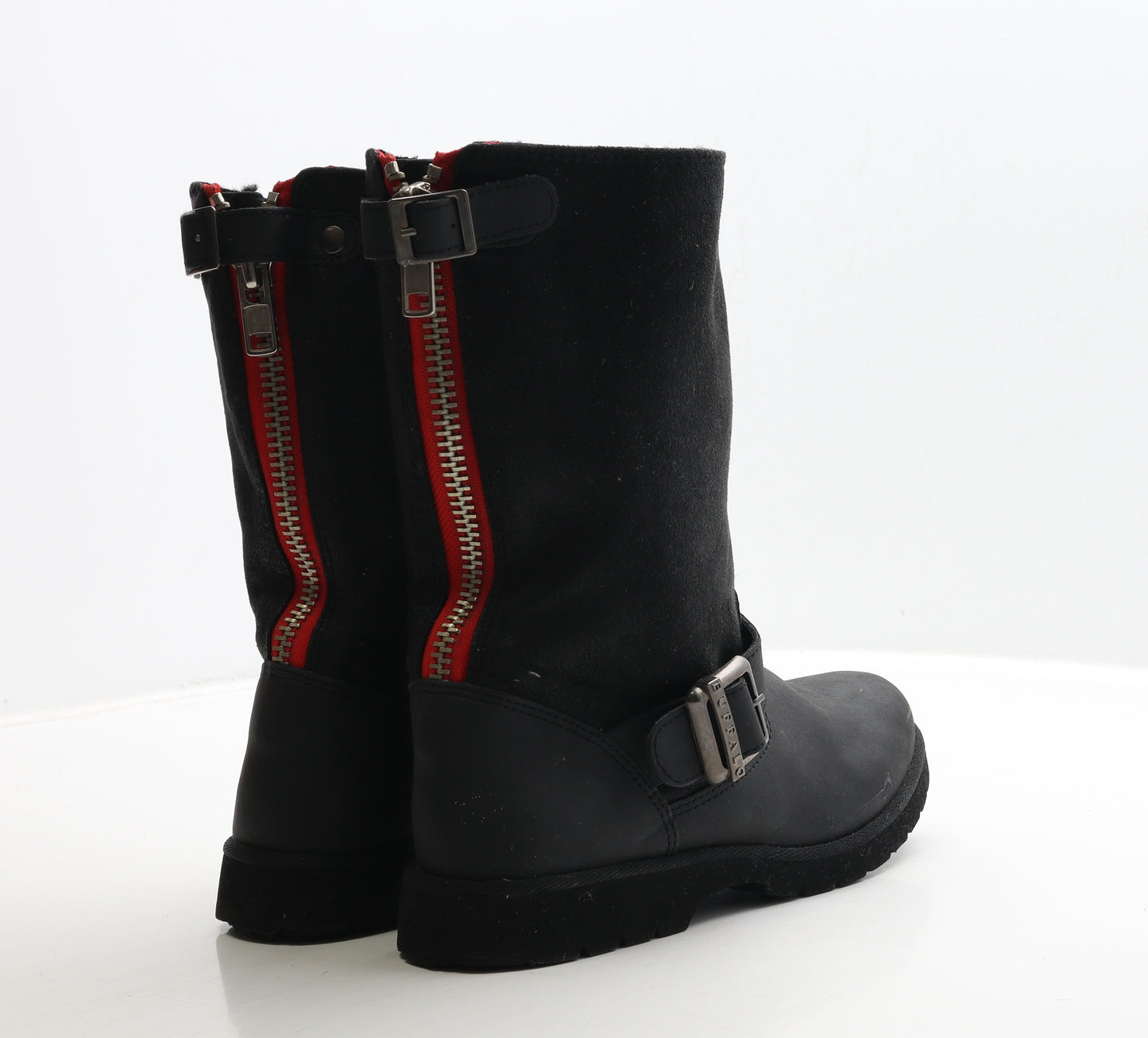 Buffalo Womens Black Leather Biker Boot UK 5 38 - Estimated UK Size 5