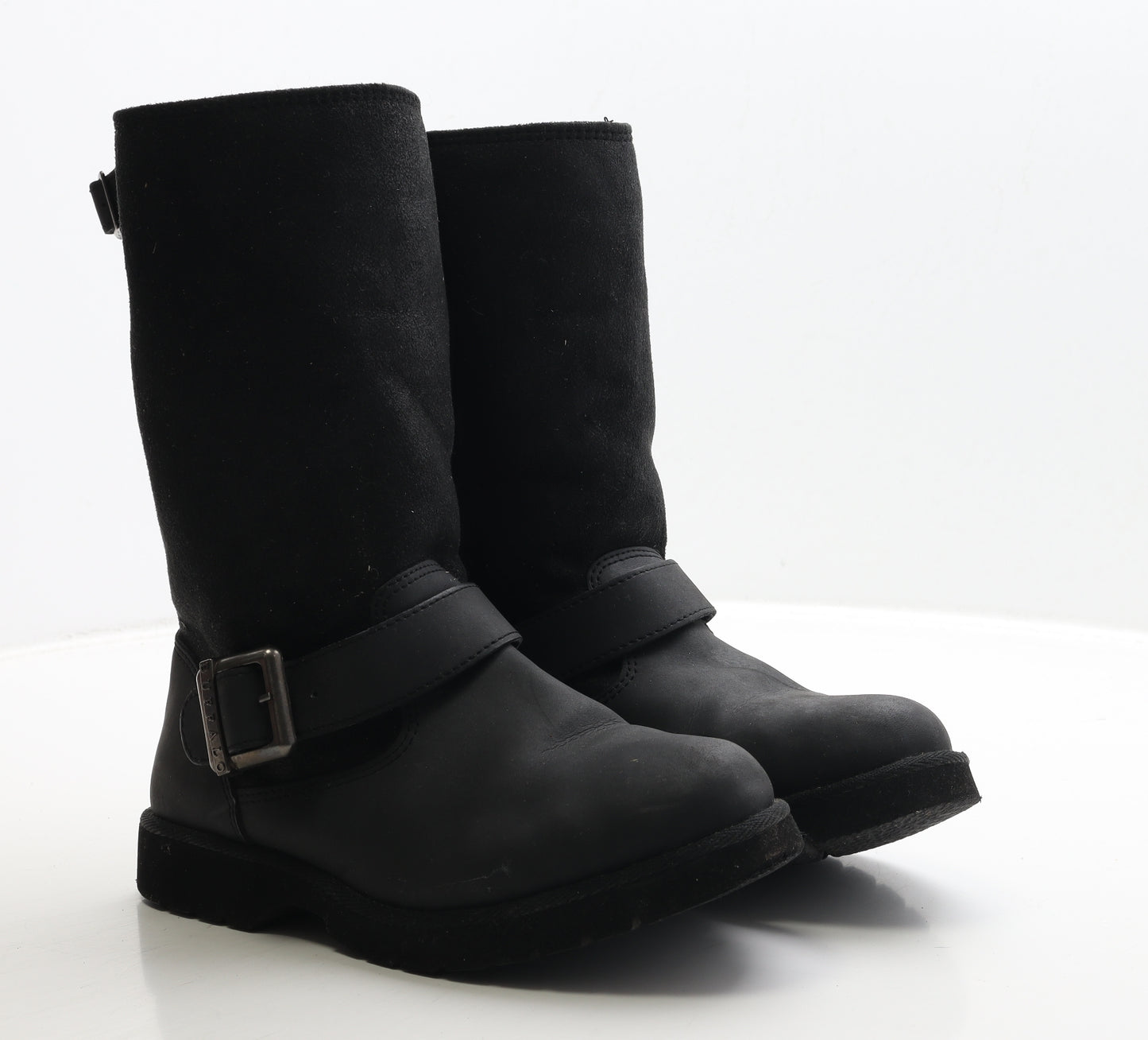 Buffalo Womens Black Leather Biker Boot UK 5 38 - Estimated UK Size 5