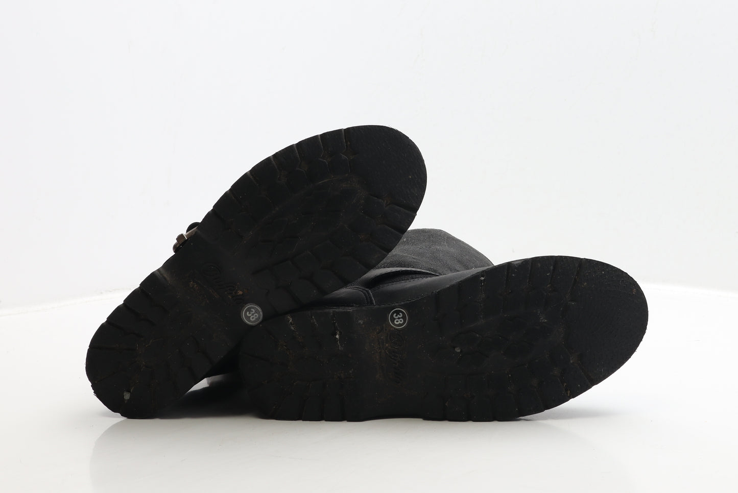 Buffalo Womens Black Leather Biker Boot UK 5 38 - Estimated UK Size 5