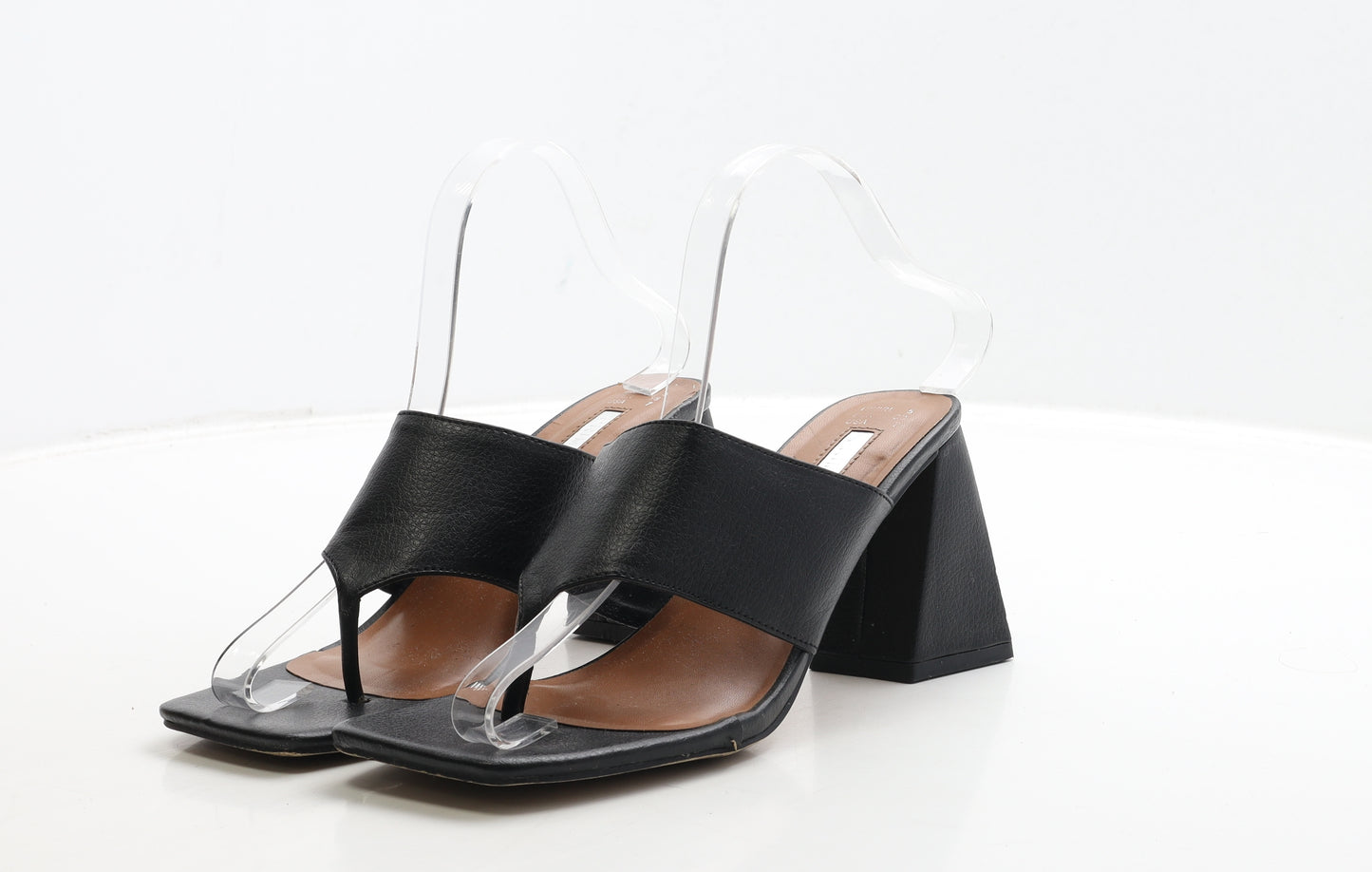 Primark Womens Black Leather Mule Heel UK 5 38