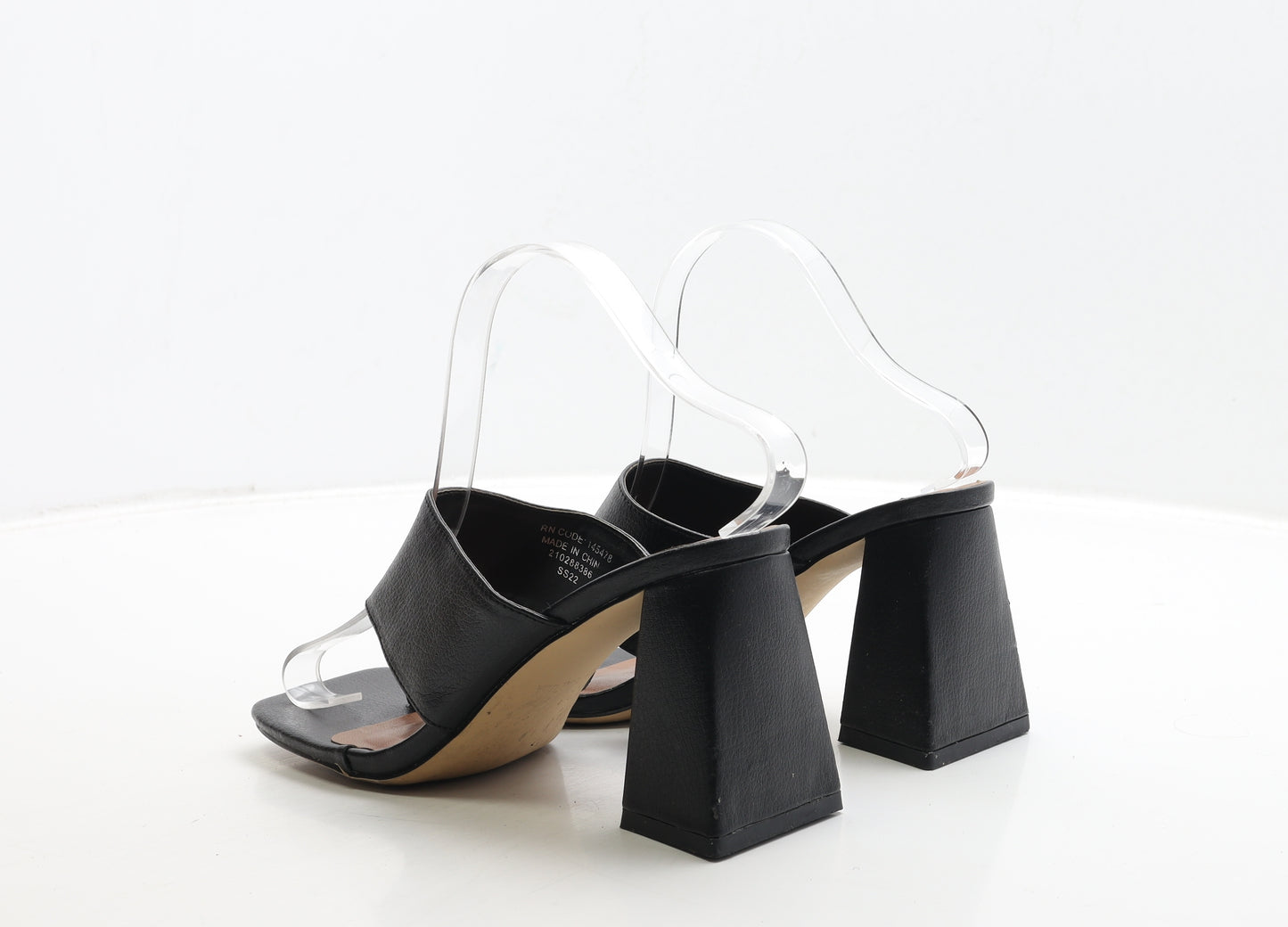 Primark Womens Black Leather Mule Heel UK 5 38