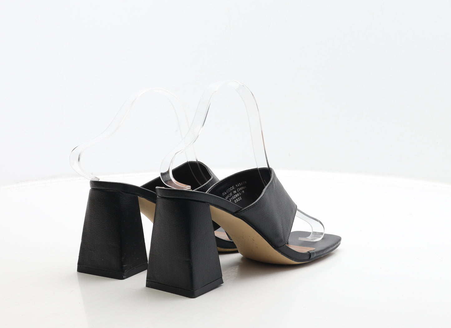 Primark Womens Black Leather Mule Heel UK 5 38