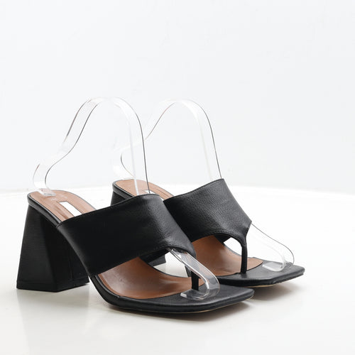 Primark Womens Black Leather Mule Heel UK 5 38