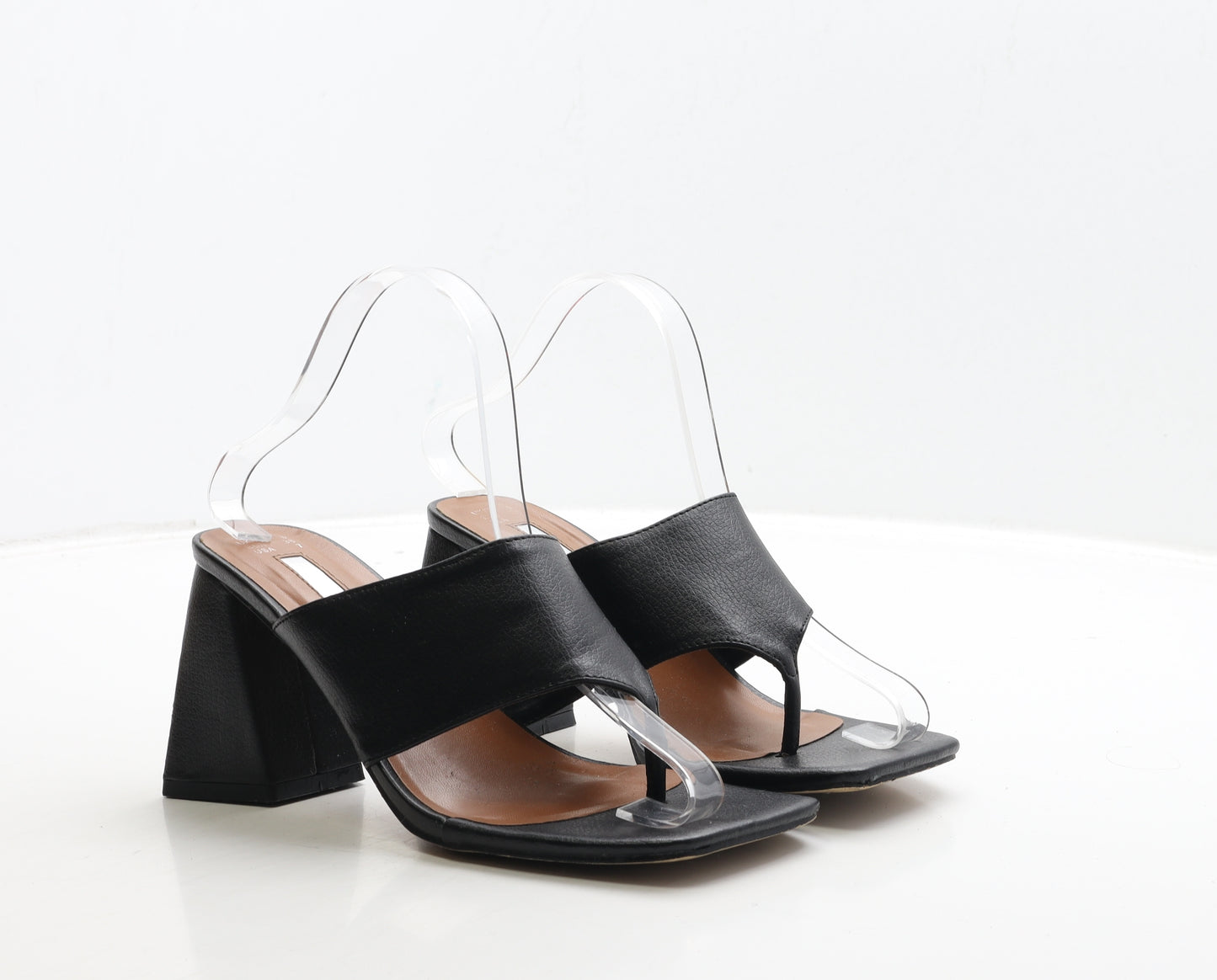 Primark Womens Black Leather Mule Heel UK 5 38