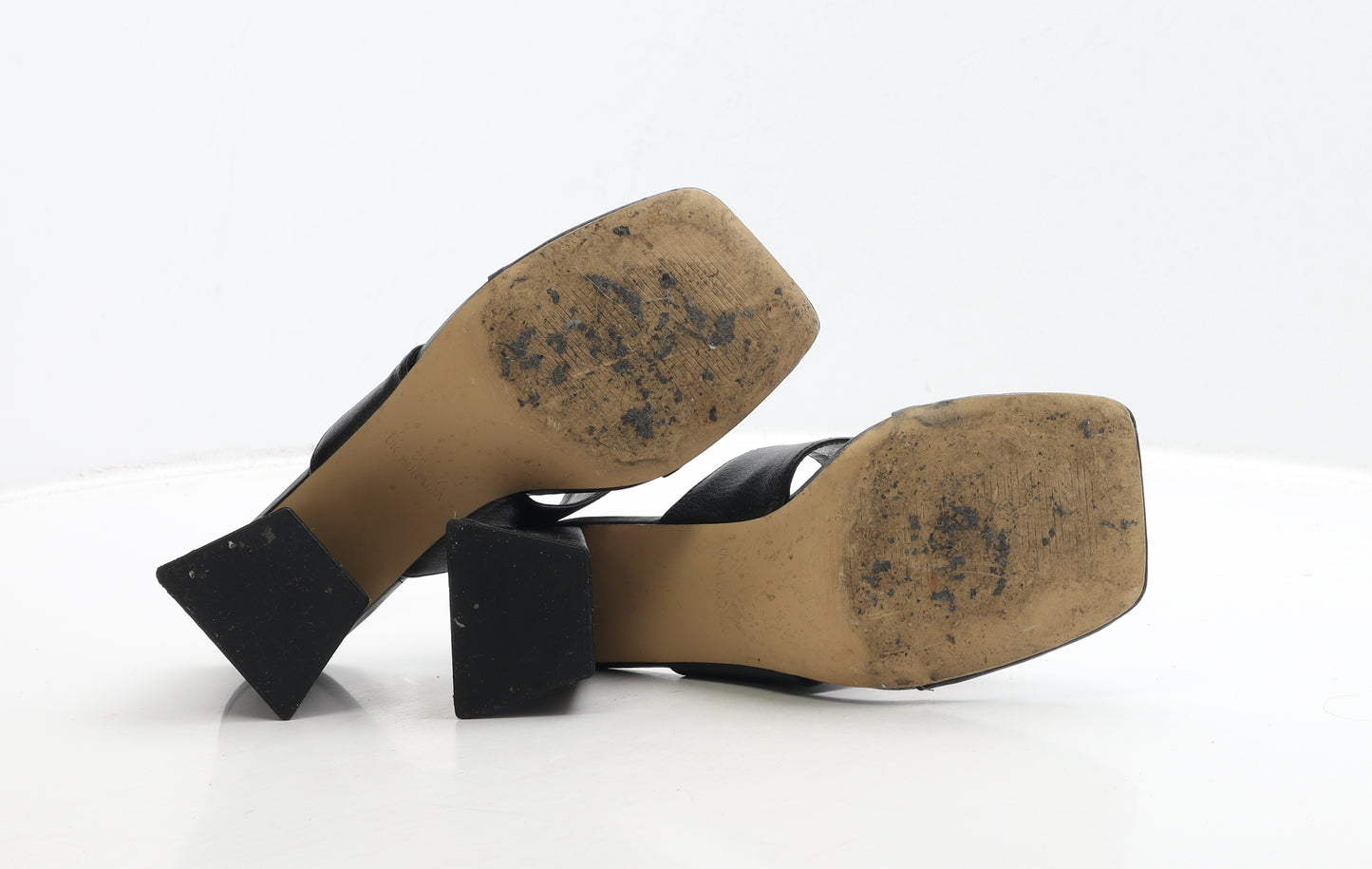 Primark Womens Black Leather Mule Heel UK 5 38